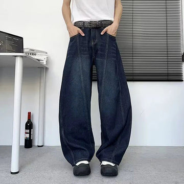 AIDASE  -  Fashion Washed Men Wide-Leg Jeans Summer Loose Casual Vintage Straight Denim Pants Fashionable Men's Trousers 21E6593 aidase-shop